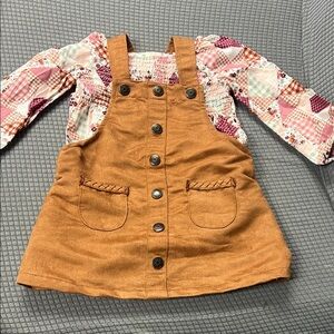 Gymboree Brown Faux Suede Dress with Pink Plaid Top (used)